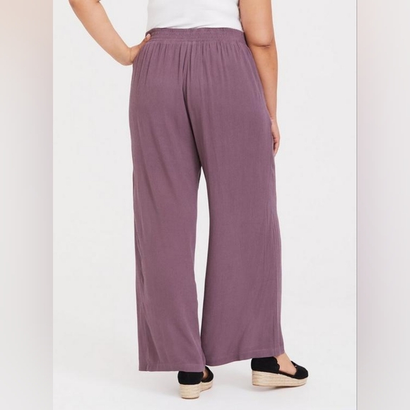 Torrid Pant Wide Leg Gauze Flowy Lined Pull-On Comfy Lightweight Flint 0 12 L - Picture 3 of 16